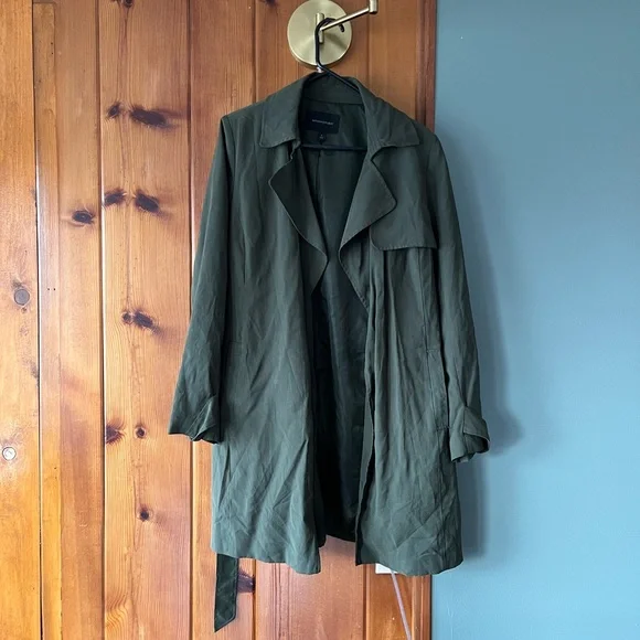 Banana Republic Factory Green Trenchcoat- Size Small - Picture 2 of 8